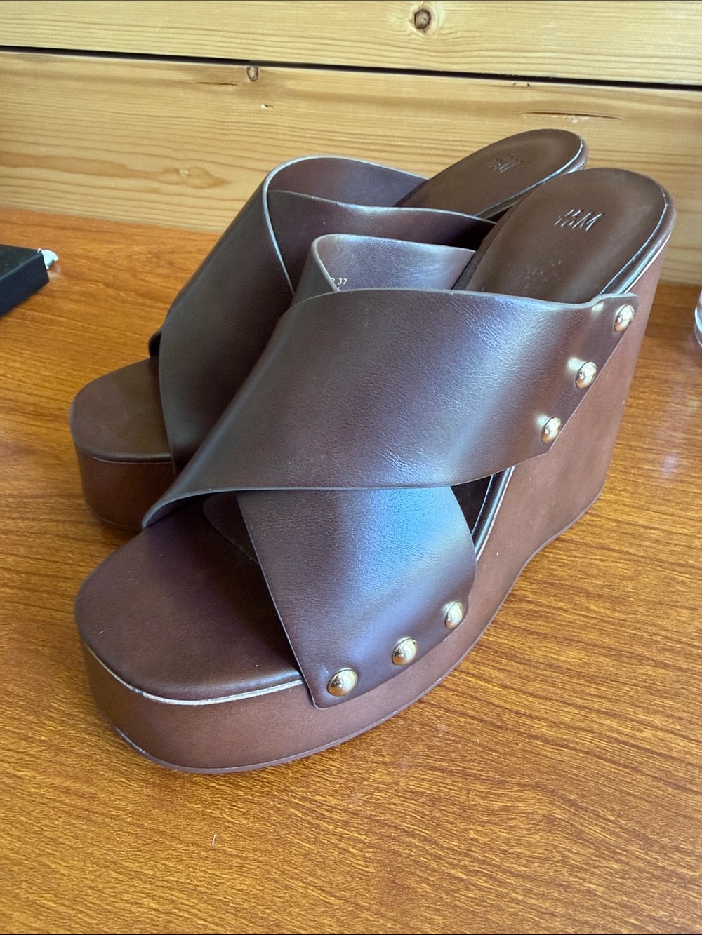 H&M Dark Brown Wedge Sandals